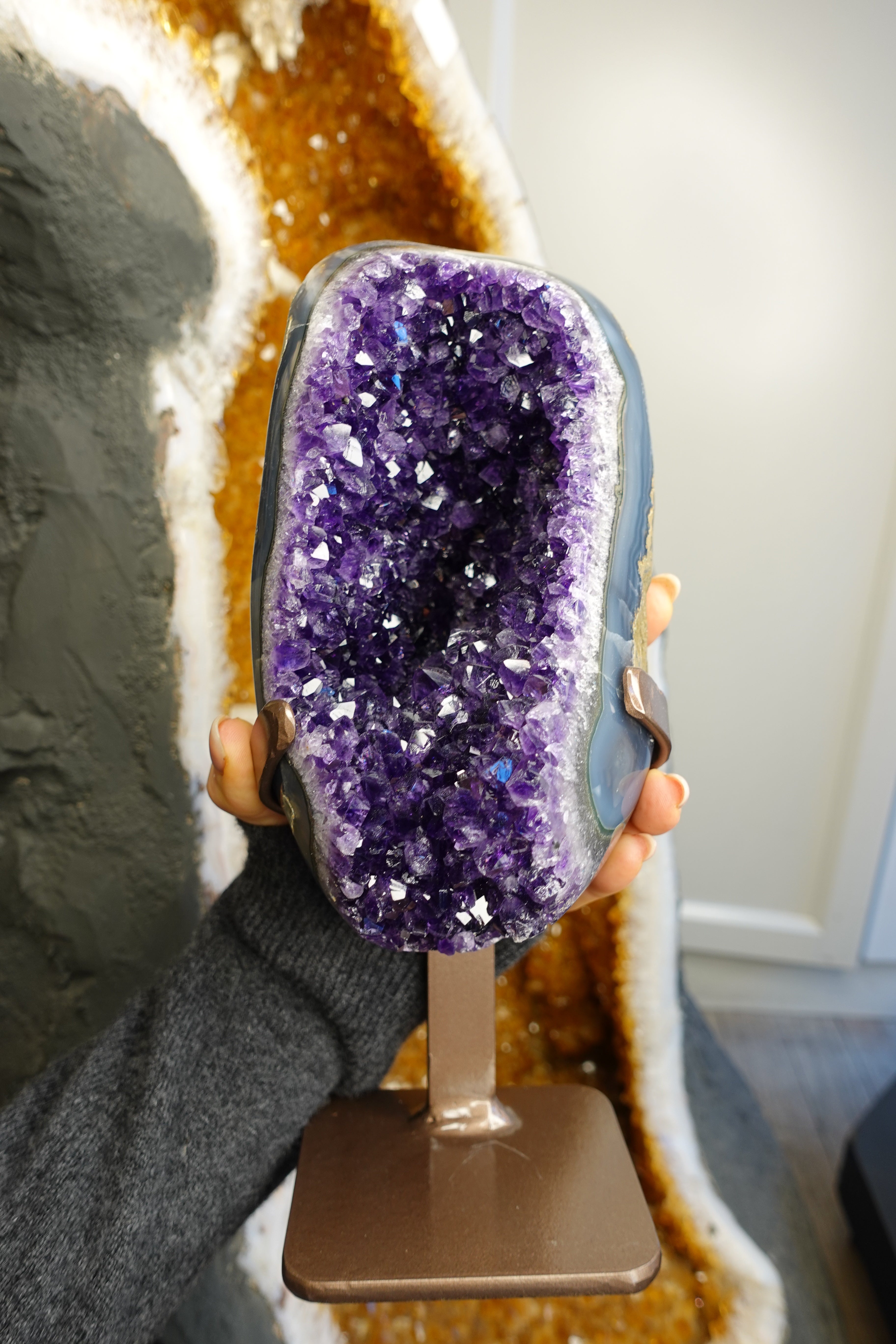 Amethyst On Mount Collection - Geode Tall