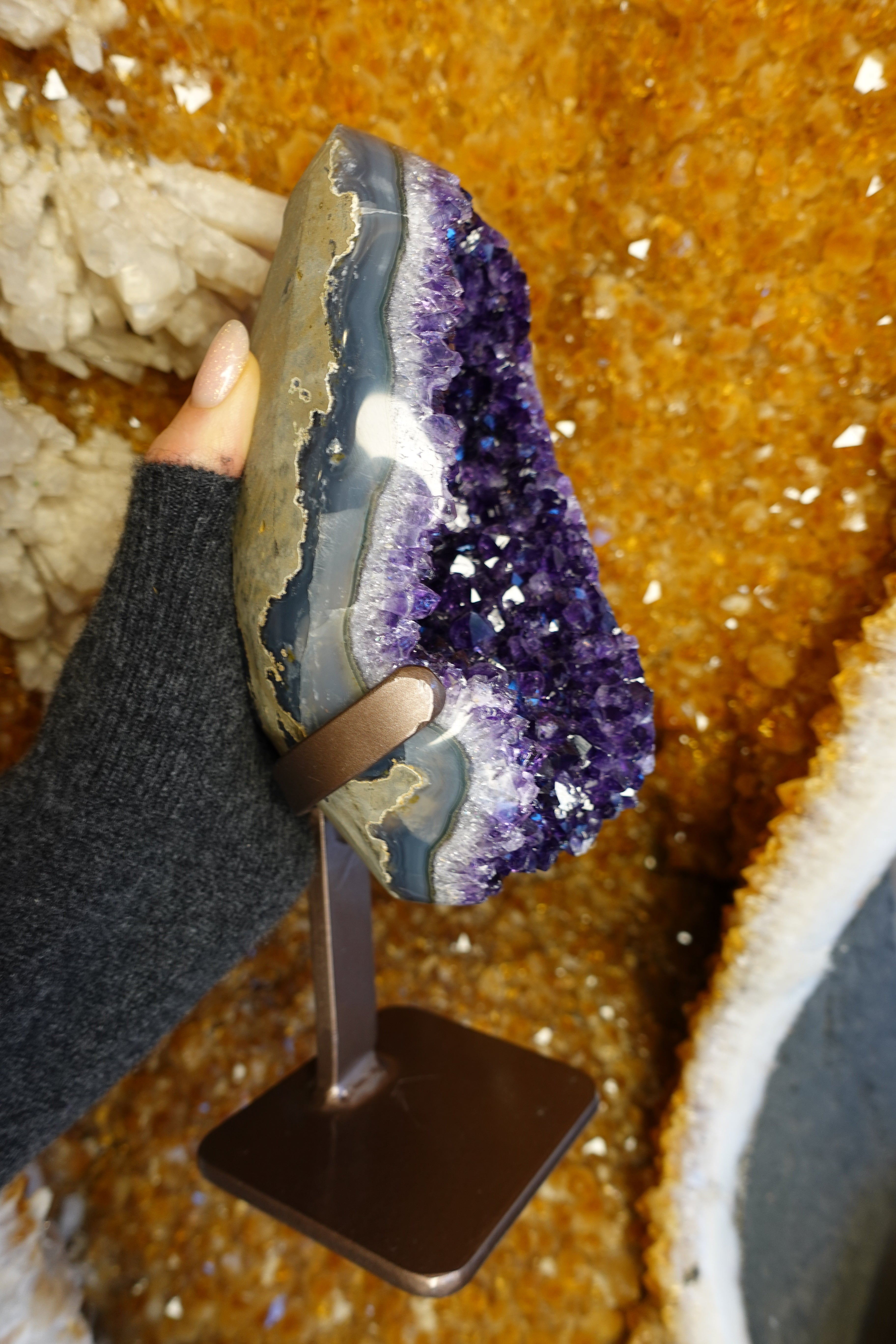 Amethyst On Mount Collection - Geode Tall